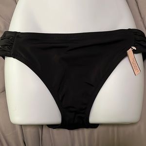 Black bikini bottoms with ruched sides